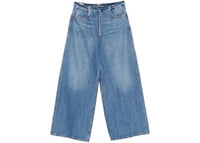 Alexander Wang Women's Exposed Zipper Surge Low Rise Wide Leg Jean Vintage Marbled Blue