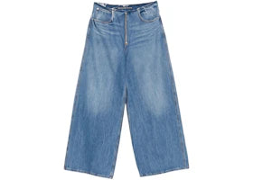 Alexander Wang Women's Exposed Zipper Surge Low Rise Wide Leg Jean Vintage Marbled Blue
