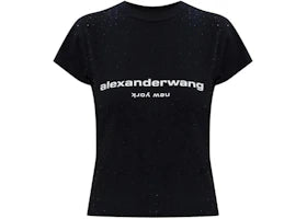 Alexander Wang Women's Hotfix Logo Baby Tee Black - vue 360