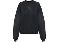 Alexander Wang Women's Hotfix Logo Crewneck Sweatshirt Washed Black