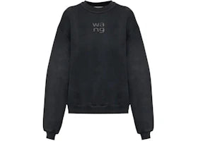 Alexander Wang Women's Hotfix Logo Crewneck Sweatshirt Washed Black