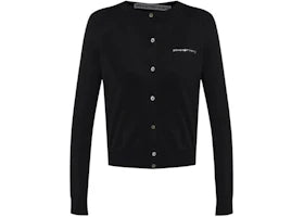 Alexander Wang Women's Hotfix Logo Long Sleeve Crewneck Cardigan Black - vue 360