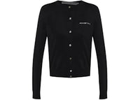 Alexander Wang Women's Hotfix Logo Long Sleeve Crewneck Cardigan Black