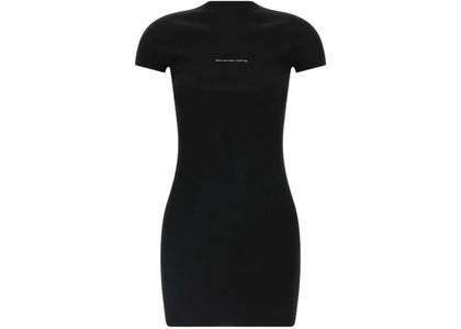 Alexander Wang Women's Jacquard Logo Short Sleeve Crewneck Mini Dress Black - authentic Alexander Wang product