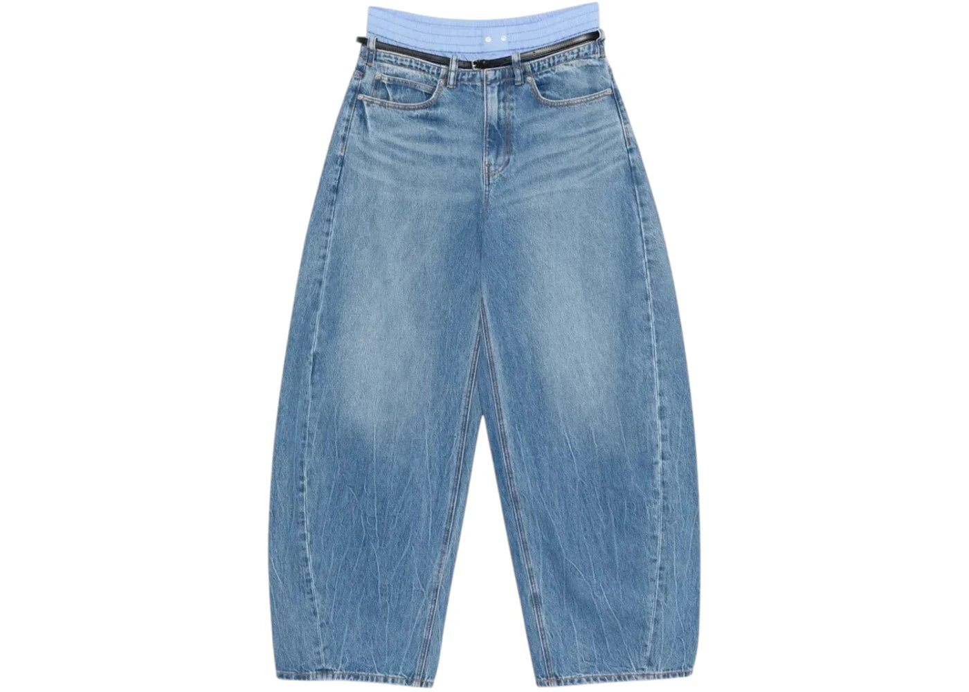 Alexander Wang Women's Leather Belt And Boxer Prestyle Blow Up Jean 400C Vintage Marbled Blue - vue 360