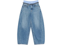 Alexander Wang Women's Leather Belt And Boxer Prestyle Blow Up Jean 400C Vintage Marbled Blue