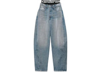 Alexander Wang Women's Logo Bike Short Pre-Styled Blow Up Jean Authentic Light Indigo