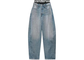 Alexander Wang Women's Logo Bike Short Pre-Styled Blow Up Jean Authentic Light Indigo