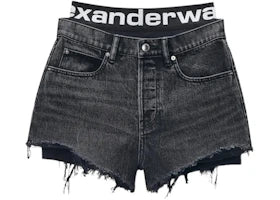 Alexander Wang Women's Logo Bike Short Pre-Styled Relaxed Shorts Grey Aged - vue 360