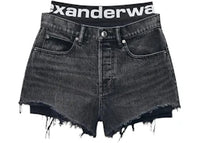 Alexander Wang Women's Logo Bike Short Pre-Styled Relaxed Shorts Grey Aged