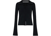 Alexander Wang Women's Long Sleeve Fixed Placket Polo Black