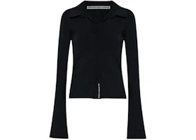 Alexander Wang Women's Long Sleeve Fixed Placket Polo Black