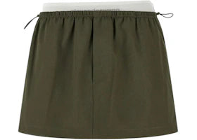 Alexander Wang Women's Mid-Rise Mini Logo Elastic Skirt Army Green - vue 360