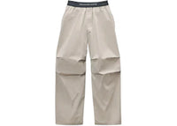 Alexander Wang Women's Mid Rise Pleated Knee Logo Elastic Pants Stone