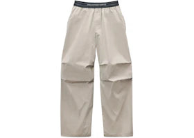 Alexander Wang Women's Mid Rise Pleated Knee Logo Elastic Pants Stone