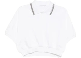 Alexander Wang Women's Relaxed Cropped Cinched Polo White