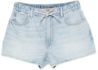 Alexander Wang Women's Rhinestone Drawcord Marathon Shorts Light Bleach