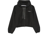 Alexander Wang Women's Rhinestone Drawcord Shrunken Hoodie Jacket Black