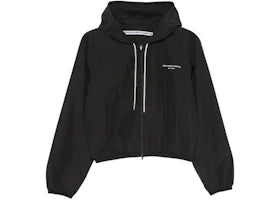 Alexander Wang Women's Rhinestone Drawcord Shrunken Hoodie Jacket Black