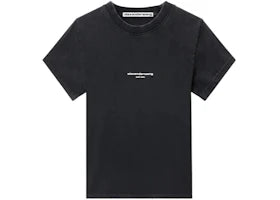 Alexander Wang Women's Shrunken Short Sleeve Logo Print Tee Washed Black - vue 360