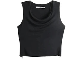 Alexander Wang Women's Zipper Detail Cowl Neck Tank Black - vue 360