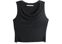 Alexander Wang Women's Zipper Detail Cowl Neck Tank Black