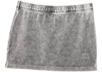 Alexanderwang.t Women's Mid Rise Mini Embossed Logo Skirt Washed Alloy