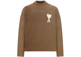 Ami Paris Alpaca Ami De Coeur Crewneck Sweater Brown - vue 360