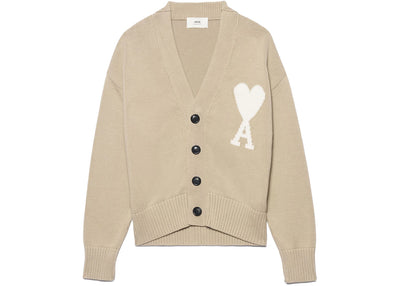 Ami Paris Ami De Coeur Boxy Fit Cardigan Beige/White