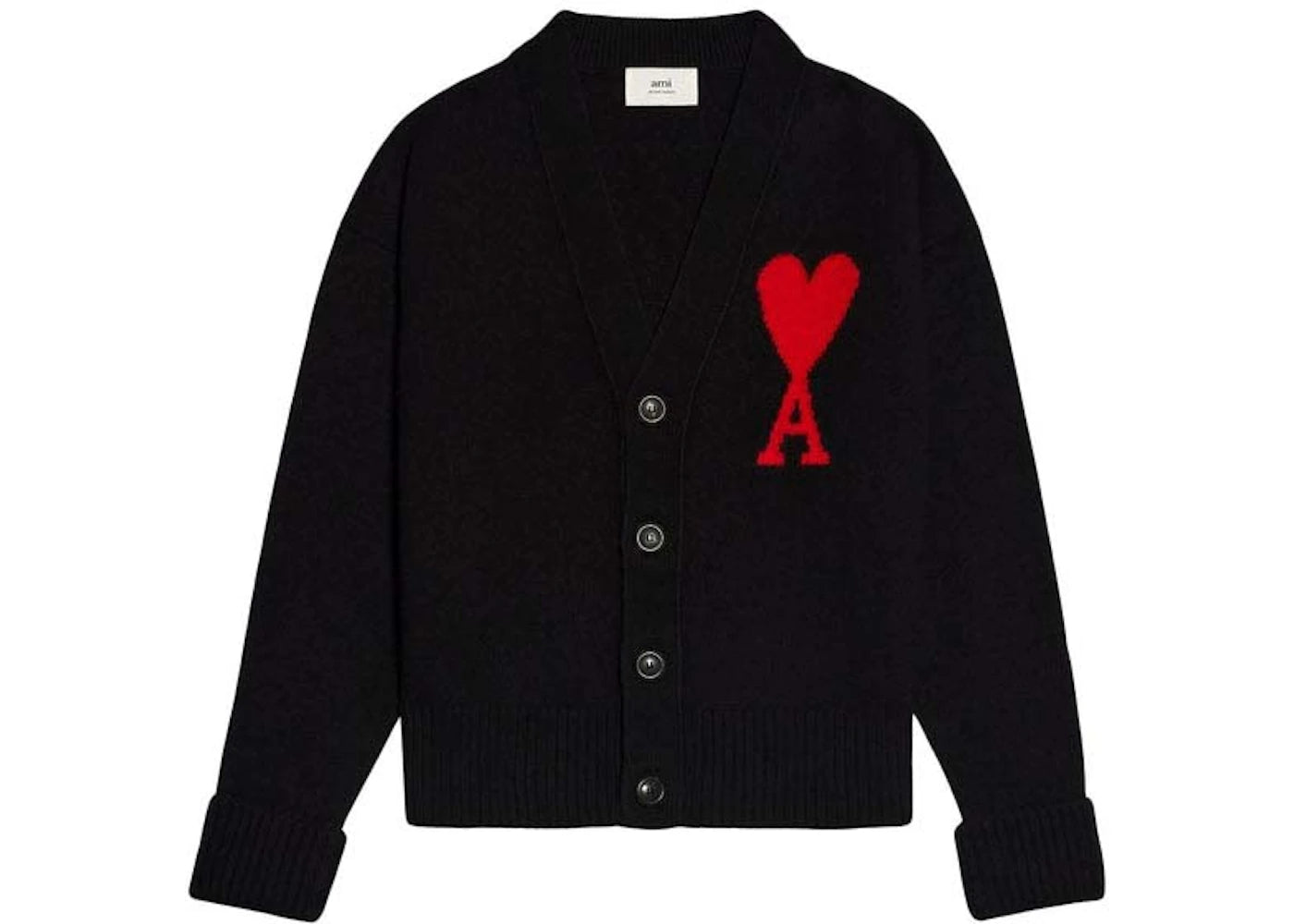 Ami Paris Ami De Coeur Strickjacke Schwarz/Rot - vue 360