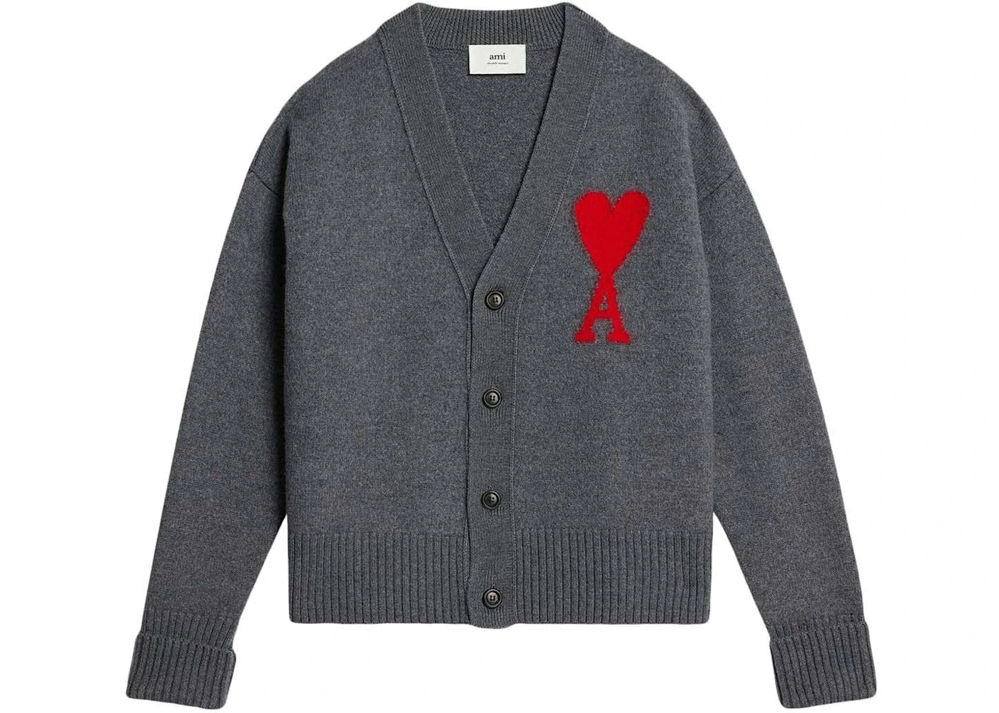 Ami Paris Ami De Coeur Strickjacke Dunkelgrau - vue 360