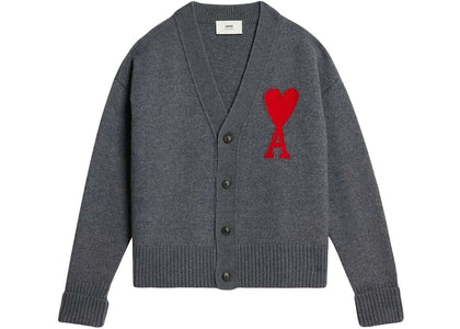Ami Paris Ami De Coeur Cardigan Dark Grey