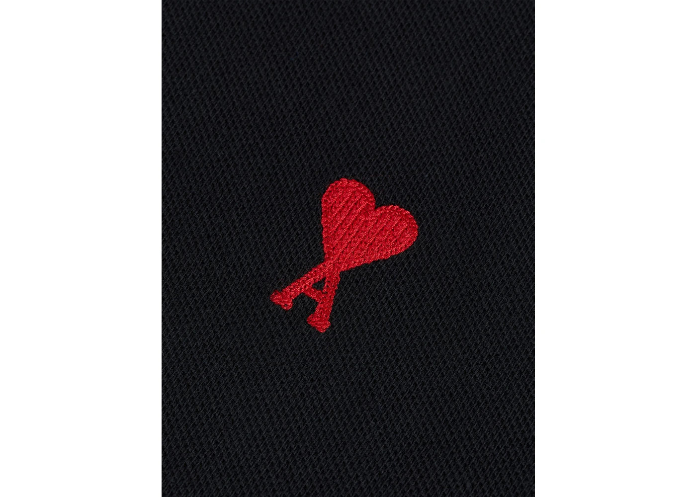 Ami Paris Ami De Coeur Embroidered Polo Shirt Black/Red