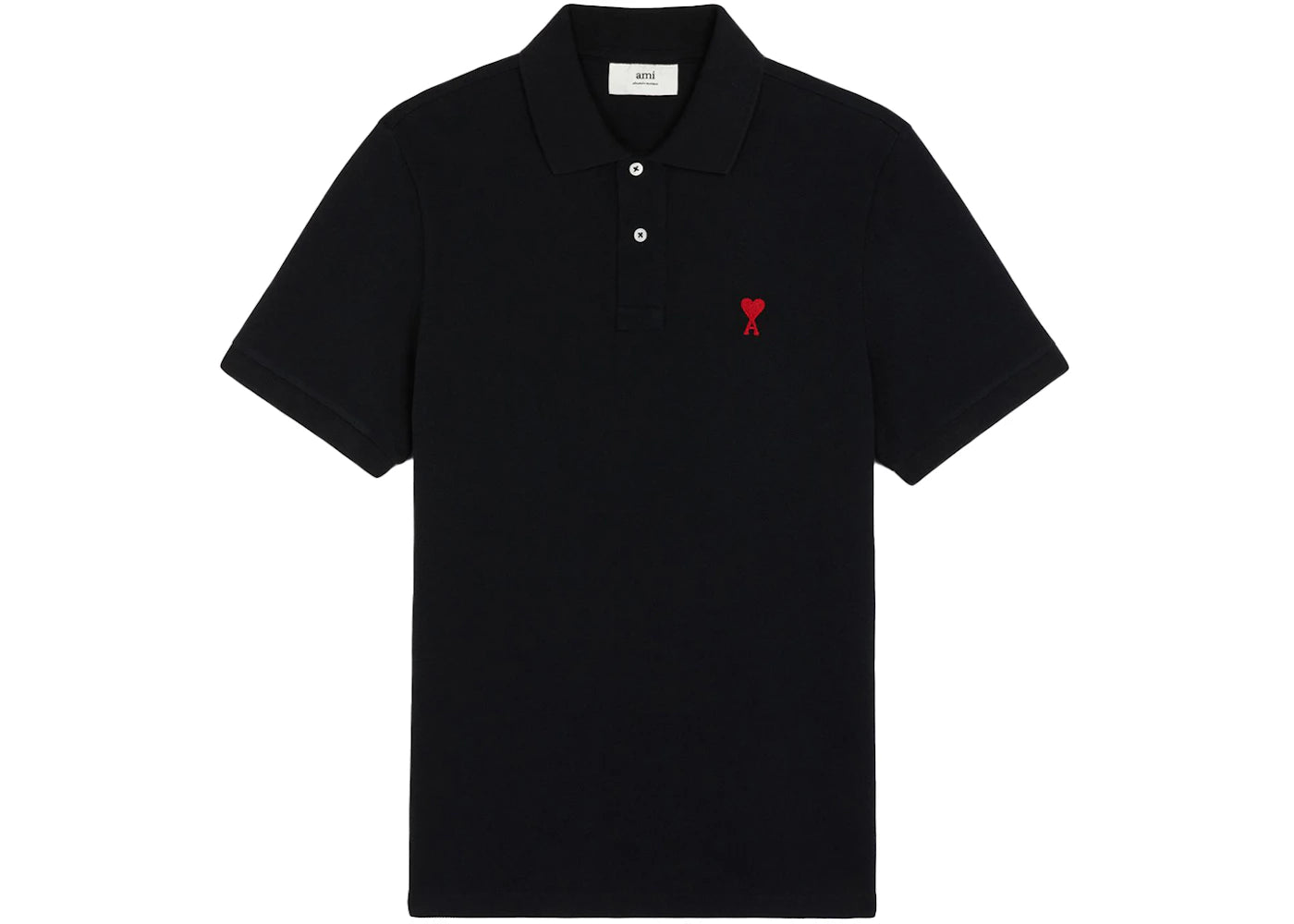 Ami Paris Ami De Coeur Embroidered Polo Shirt Black/Red