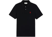 Ami Paris Ami De Coeur Besticktes Poloshirt Schwarz/Rot