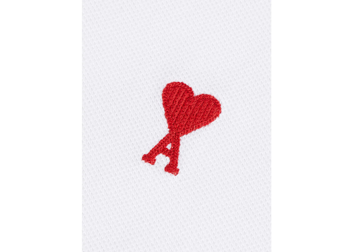 Ami Paris Ami De Coeur Embroidered Polo Shirt White/Red