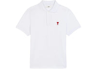 Ami Paris Ami De Coeur Besticktes Poloshirt Weiß/Rot