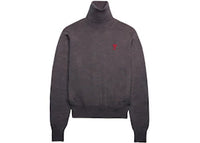 Ami Paris Ami De Coeur Embroidery Turtleneck Sweater Heather Grey