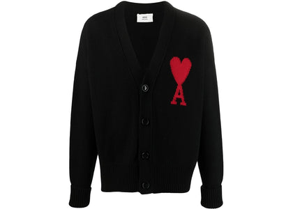 Ami Paris Ami De Coeur Merino Wool Oversize Cardigan Black/Red