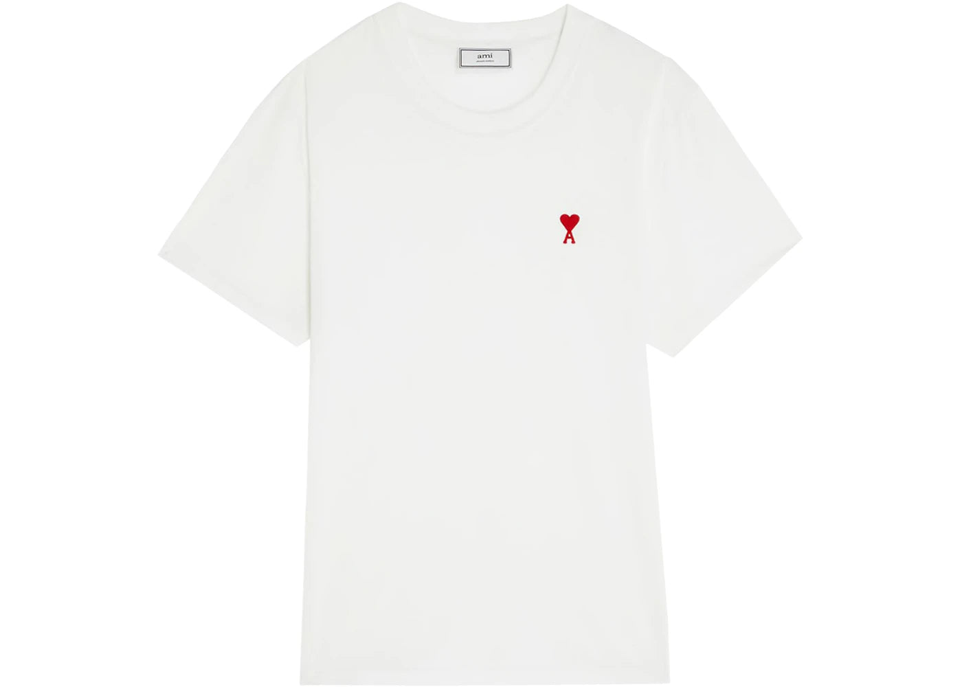 Ami Paris Ami De Coeur Patch Logo Classic Fit T-Shirt Weiß/Rot - vue 360