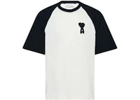 Ami Paris Ami De Coeur Raglan Short Sleeve T-shirt Off White/Black