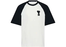 Ami Paris Ami De Coeur Raglan Short Sleeve T-shirt Off White/Black
