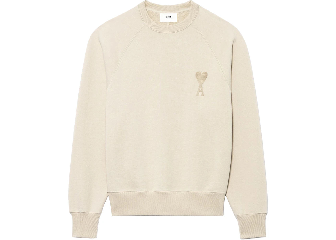 Ami Paris Ami De Coeur Tonal Boxy Fit Crewneck Beige