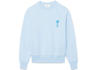 Ami Paris Ami De Coeur Tonal Boxy Fit Rundhalspullover Himmelblau