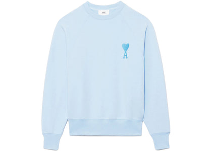 Ami Paris Ami De Coeur Tonal Boxy Fit Crewneck Sky Blue