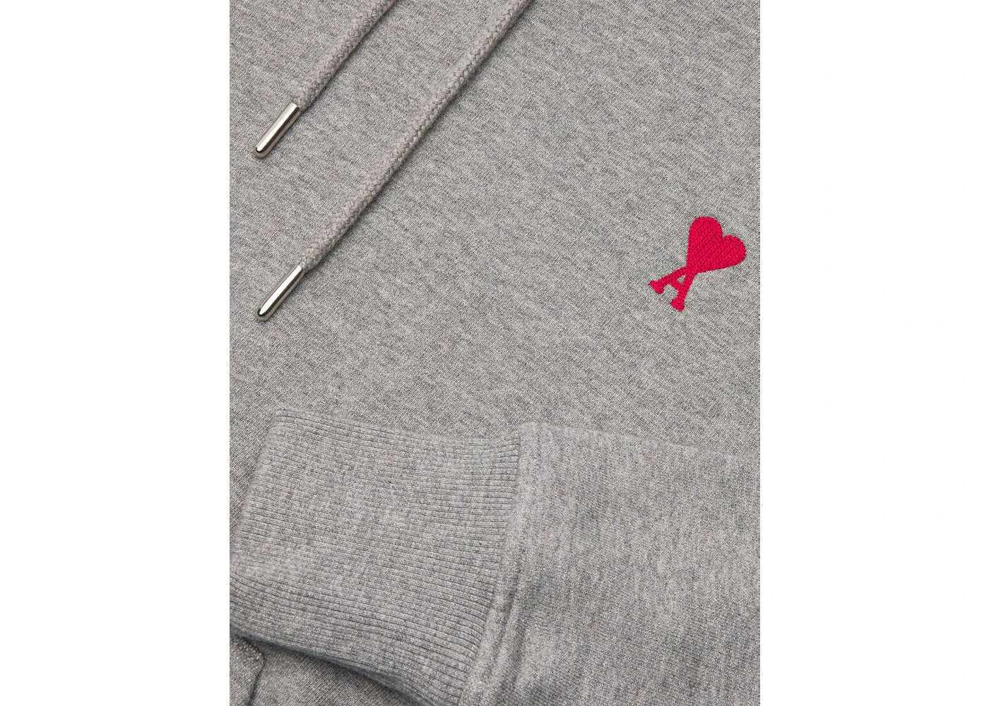 Ami Paris Ami De Coeur Classic Fit Hoodie Heather Grey/Red - vue secondaire A