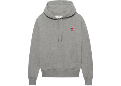 Ami Paris Ami De Coeur Classic Fit Hoodie Heather Grey/Red