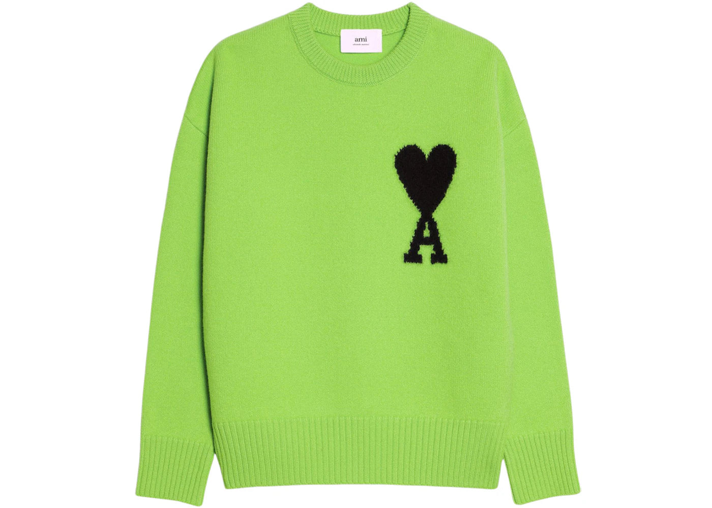Ami Paris Ami de Coeur Merino Wool Crewneck Jumper Green/Black