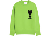 Ami Paris Ami de Coeur Merinowoll-Pullover Rundhals Grün/Schwarz