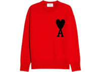 Ami Paris Ami de Coeur Merino Wool Crewneck Jumper Red/Black